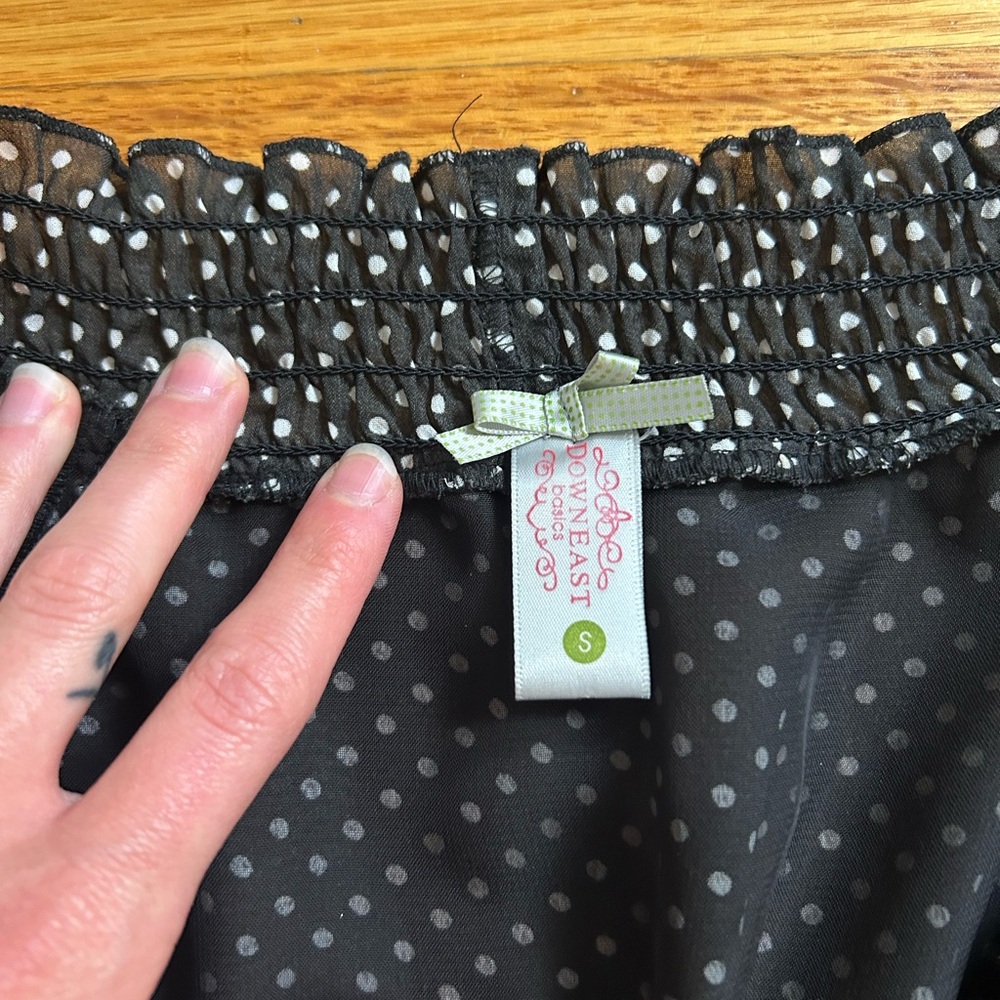 DownEast Black and White Polka Dot Flutter Sleeve Midi Dress - Picture 6 of 8